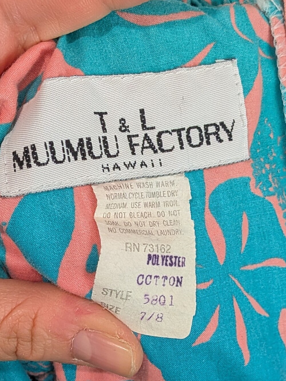 Vintage T&L Muumuu Factory Handmade Haiwiann Maxi Dress Floral Vacation Size S - Picture 10 of 10